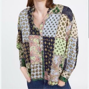 Zara Patchwork Patterned Blouse